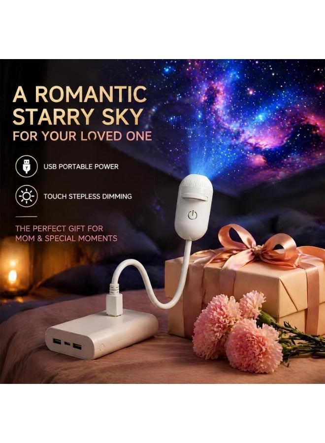 Star Projector Galaxy Night Light LED USB Lamp with 2-in-1 Design, Flexible Gooseneck, Adjustable Brightness, Replaceable Projection Slides, Bedroom Ambient Lighting for Kids & Adults - Image 5