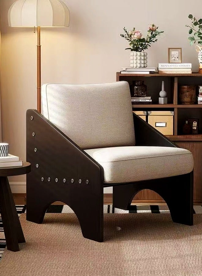 fashionhome Multipurpose Use Modern Round Edge Design Single Sofa Chair Metal Bars Backrest Living Room Chair Comfortable Fluffy Seat Reading Chair Leisure Chair 64x75x85 cm - Image 1