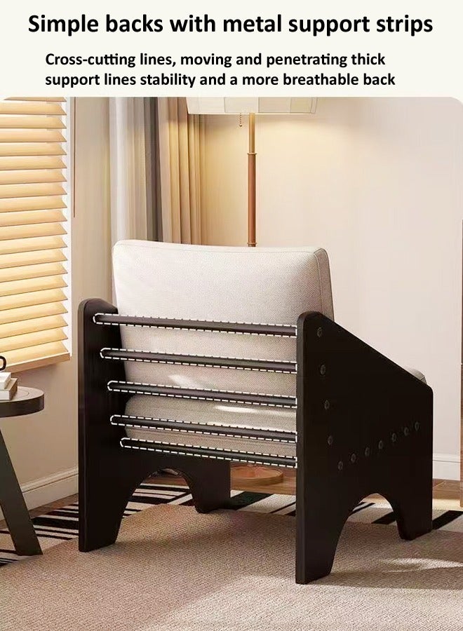 fashionhome Multipurpose Use Modern Round Edge Design Single Sofa Chair Metal Bars Backrest Living Room Chair Comfortable Fluffy Seat Reading Chair Leisure Chair 64x75x85 cm - Image 3