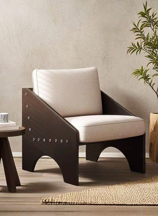 fashionhome Multipurpose Use Modern Round Edge Design Single Sofa Chair Metal Bars Backrest Living Room Chair Comfortable Fluffy Seat Reading Chair Leisure Chair 64x75x85 cm - Image 2