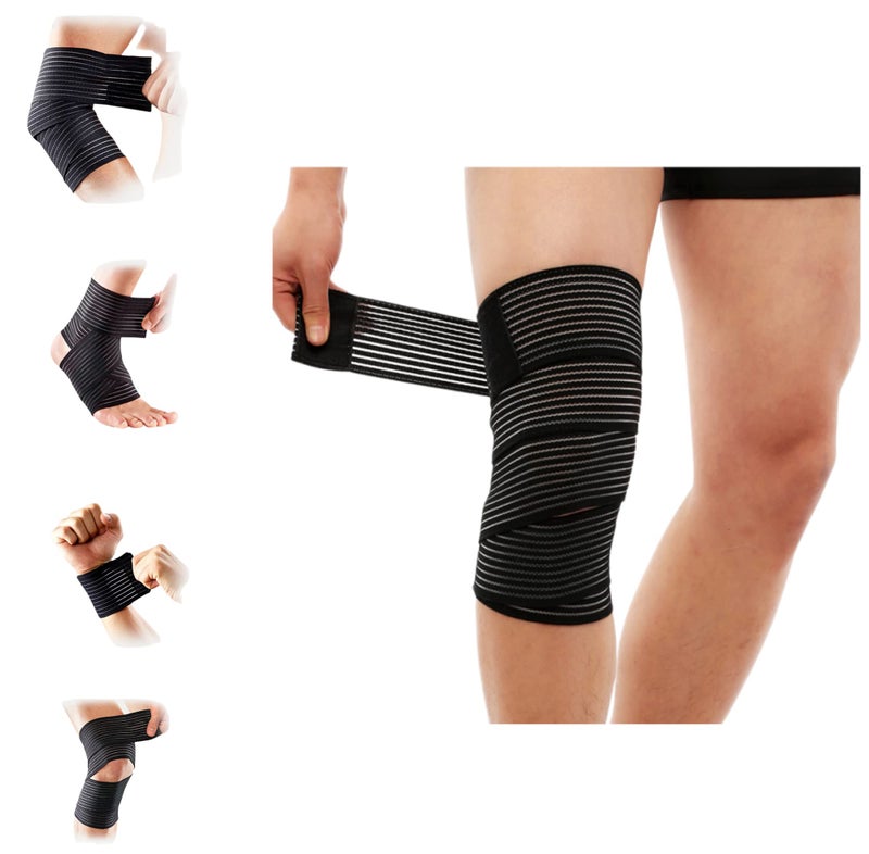 FANBODTA Elastic Breathable Wrap Ankle Extra Long Elastic Knee Wrap Compression Bandage Brace Support for Legs, Plantar Fasciitis, Stabilising Ligaments, Joint Pain, Squat, Basketball, Running, Tennis - Image 4