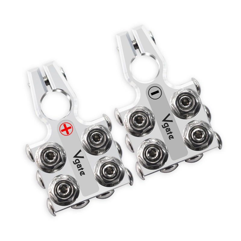 Vgate 12-Way AGM Post Terminal Ends, Battery Terminal Connector Clamps, 8AWG up to 4/0(XL) AWG Gauge, Positive & Negative for SAE/DIN/EN Tapered Top Post - Image 5