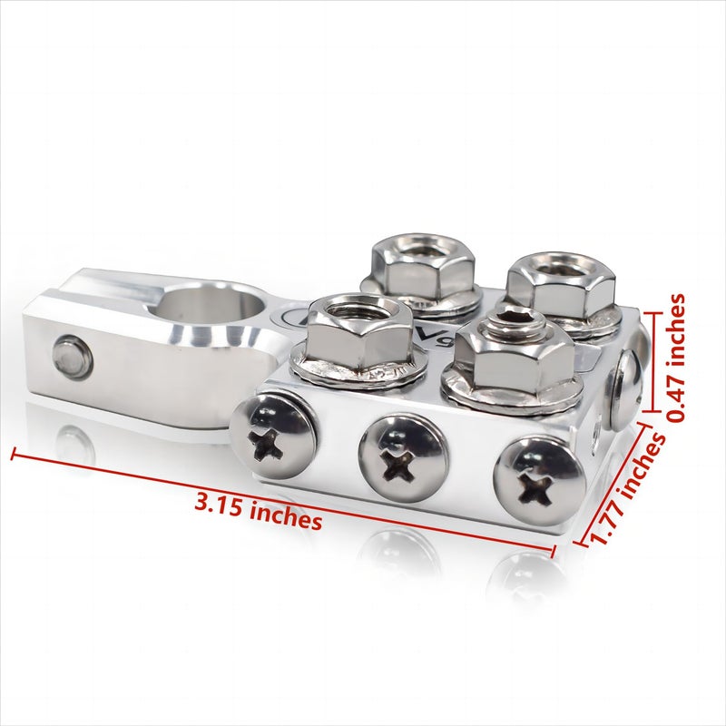 Vgate 12-Way AGM Post Terminal Ends, Battery Terminal Connector Clamps, 8AWG up to 4/0(XL) AWG Gauge, Positive & Negative for SAE/DIN/EN Tapered Top Post - Image 2