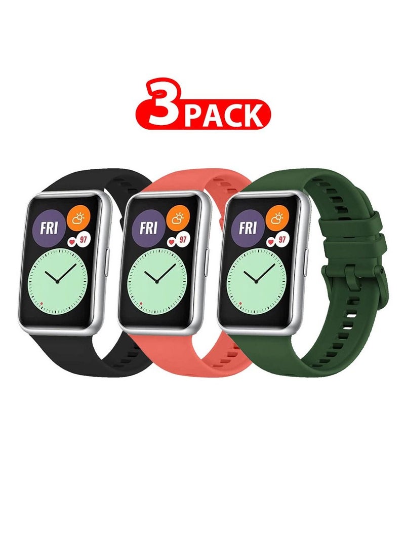 CATANES 3 Pack For Huawei Watch Fit 2 Silicone Bracelet Replacement Strap Multicolour 8(Only Compatible with Huawei Watch Fit 2)  - Image 1
