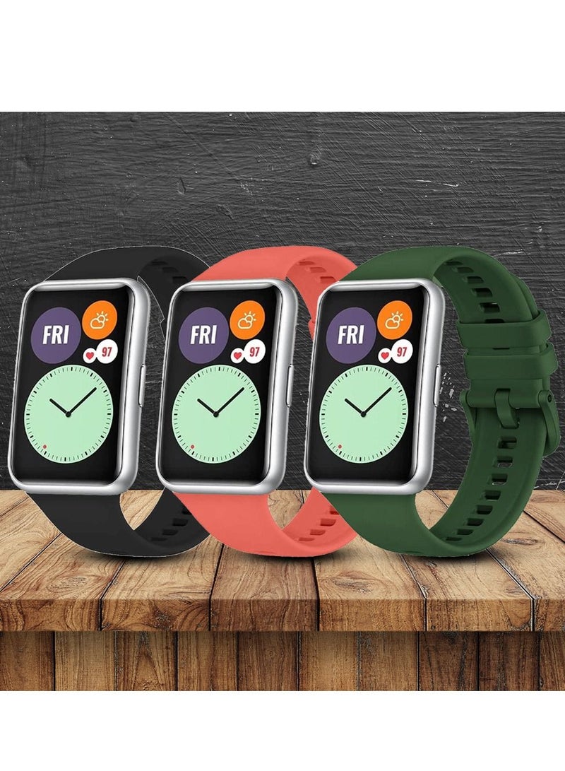 CATANES 3 Pack For Huawei Watch Fit 2 Silicone Bracelet Replacement Strap Multicolour 8(Only Compatible with Huawei Watch Fit 2)  - Image 2
