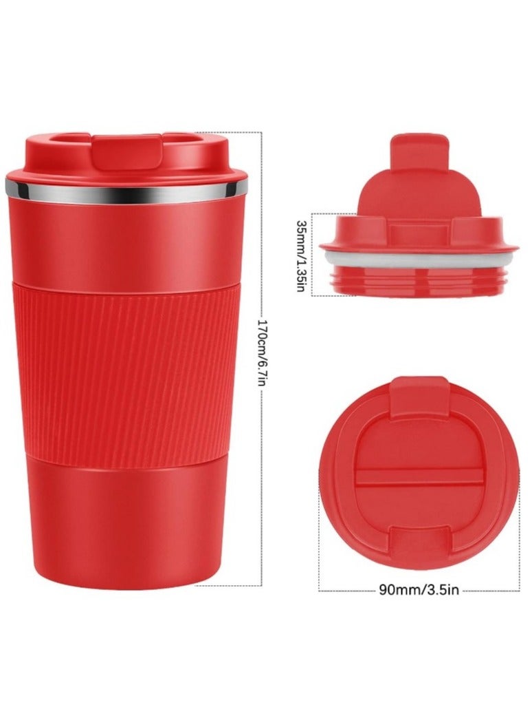 Original 510 ml Thermos Mug, Thermal Bottle, Vacuum Insulated Tea Coffee Thermos 304 Stainless Steel Travel Mug for Hot and Cold Drinks, Perfect for Kids and Babies. Leakproof Design, Great Gift for Outdoor, Office, Home, Sports Coffee Mug Nescafe Cappuccino Tea - Car Seat Mug - Coffee Mug - Double Wall Stainless Steel Insulated with Flip Lid to Keep Drinks Hot and Cold - Stainless Steel Vacuum Insulated Double Wall Thermal Cup for Tea Coffee Travel with Flip Lid for Hot and Cold Drinks for 6 Hours - Thermal Flask with Silicone Heat Insulation to Protect Hands from Burns - Image 3