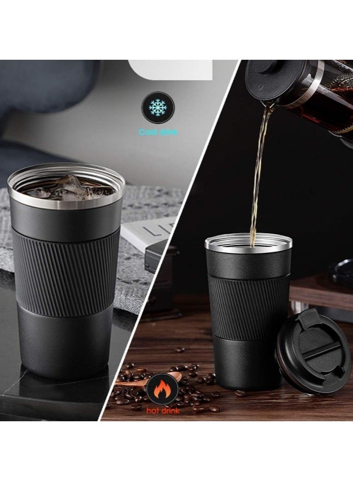 Original 510 ml Thermos Mug, Thermal Bottle, Vacuum Insulated Tea Coffee Thermos 304 Stainless Steel Travel Mug for Hot and Cold Drinks, Perfect for Kids and Babies. Leakproof Design, Great Gift for Outdoor, Office, Home, Sports Coffee Mug Nescafe Cappuccino Tea - Car Seat Mug - Coffee Mug - Double Wall Stainless Steel Insulated with Flip Lid to Keep Drinks Hot and Cold - Stainless Steel Vacuum Insulated Double Wall Thermal Cup for Tea Coffee Travel with Flip Lid for Hot and Cold Drinks for 6 Hours - Thermal Flask with Silicone Heat Insulation to Protect Hands from Burns - Image 4