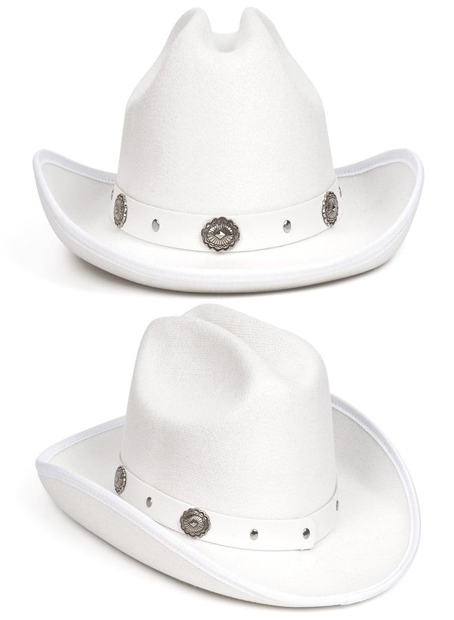 FADACHY Cowboy Hats for Women & Men Felt Cowgirl Hat with Belt Buckle Wide Brim Western Hat, White Cowboy Hat - Image 4