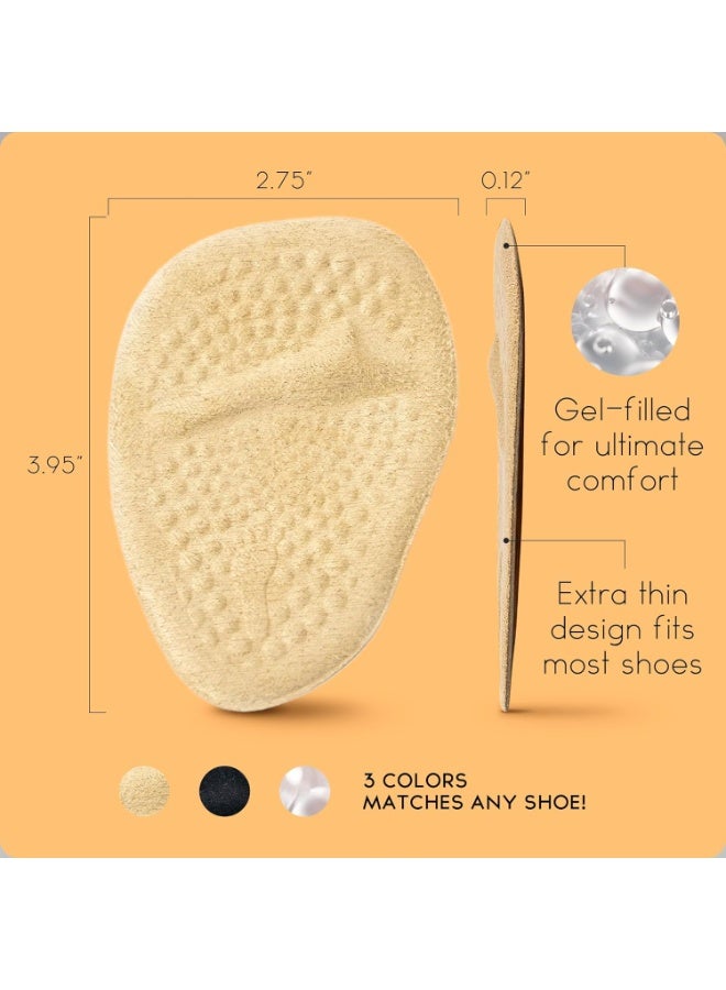 Soofam Metatarsal Pads Women | Heel Inserts for Women | Ball of Foot Cushions (2 Pairs Foot Pads) All Day Pain Relief and Comfort One Size Fits Shoe Inserts for Women (Beige) - Image 3