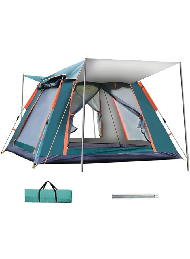 Green Tiger Camping Tent, Portable Waterproof Tent Outdoor With Spacious Interior, 4 Person Family Tent Instant Easy Set Up Tent With Carry Bag, Windproof Pop Up Tent For Camping Hiking Mountaineering - Image 1