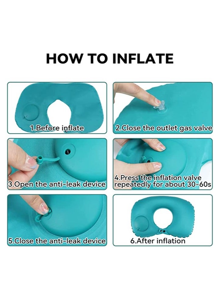 Inflatable Travel Pillow, Neck Pillow for Travel Portable Neck Support Pillow for Airplanes/Cars/Buses/Trains/Office Napping, Ergonomic Pillow for Neck Lumbar Support, Portable Hiking Folding Pillow - Image 5