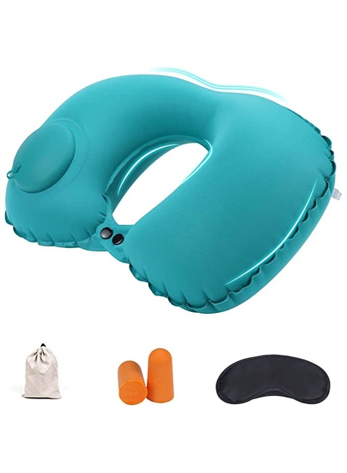 Inflatable Travel Pillow, Neck Pillow for Travel Portable Neck Support Pillow for Airplanes/Cars/Buses/Trains/Office Napping, Ergonomic Pillow for Neck Lumbar Support, Portable Hiking Folding Pillow - Image 1