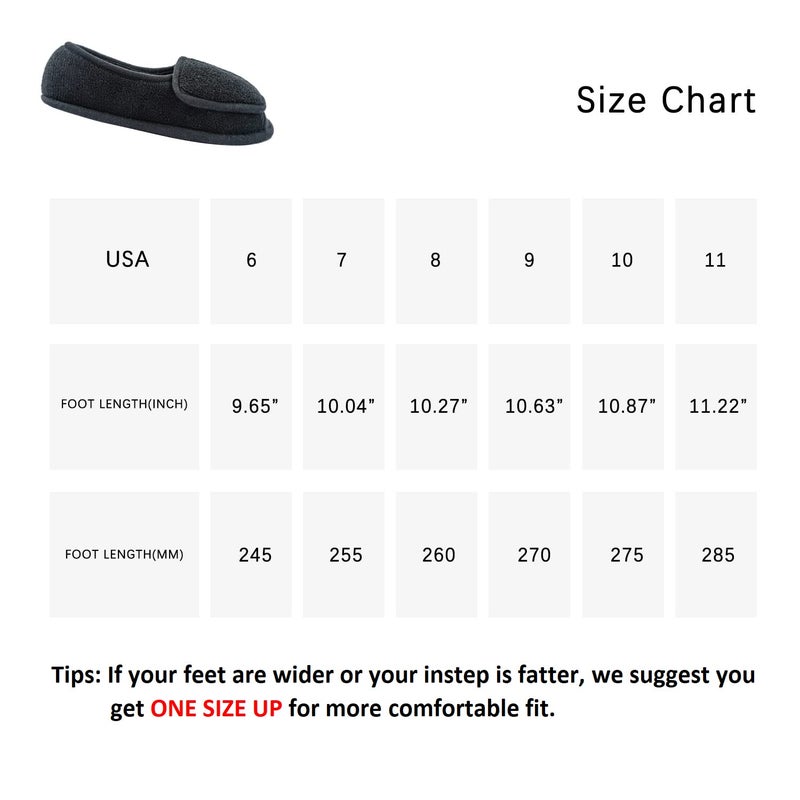 Git-up Women Diabetic Slippers/W Arthritis Edema Adjustable Closure Memory Foam House Shoes Open Toe 9#,Black... - Image 5