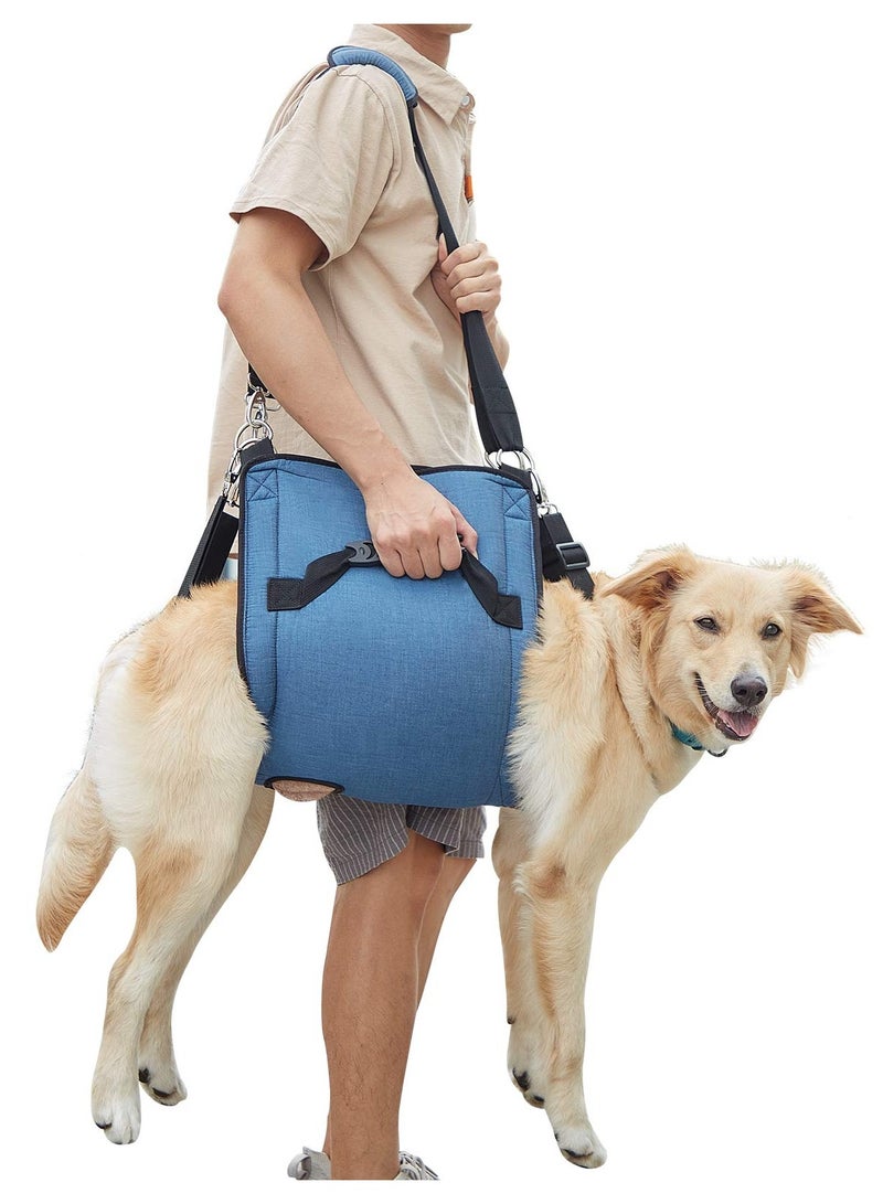 Dog Carry Sling, Emergency Backpack Pet Legs Support And Rehabilitation Dog Lift Harness for Nail Trimming, Dog Carrier for Senior Dogs Joint Injuries, Arthritis, Up and Down Stairs (XL, Blue) - Image 1