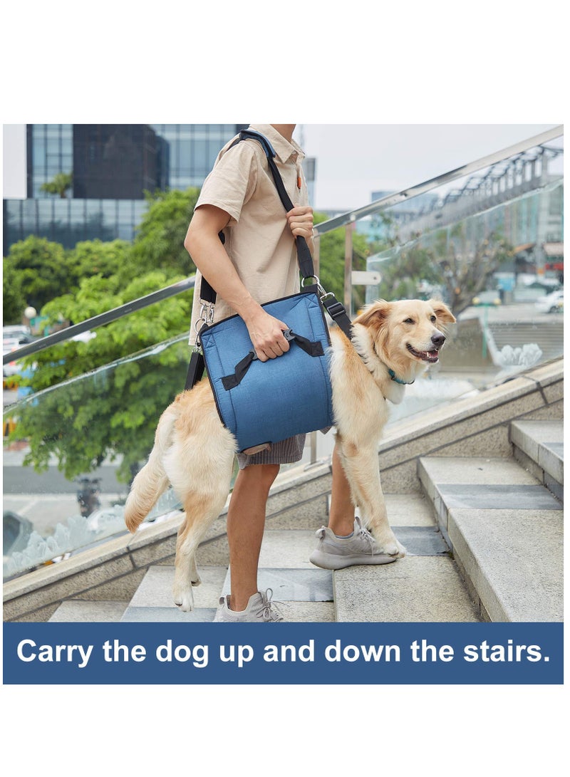 Dog Carry Sling, Emergency Backpack Pet Legs Support And Rehabilitation Dog Lift Harness for Nail Trimming, Dog Carrier for Senior Dogs Joint Injuries, Arthritis, Up and Down Stairs (XL, Blue) - Image 3