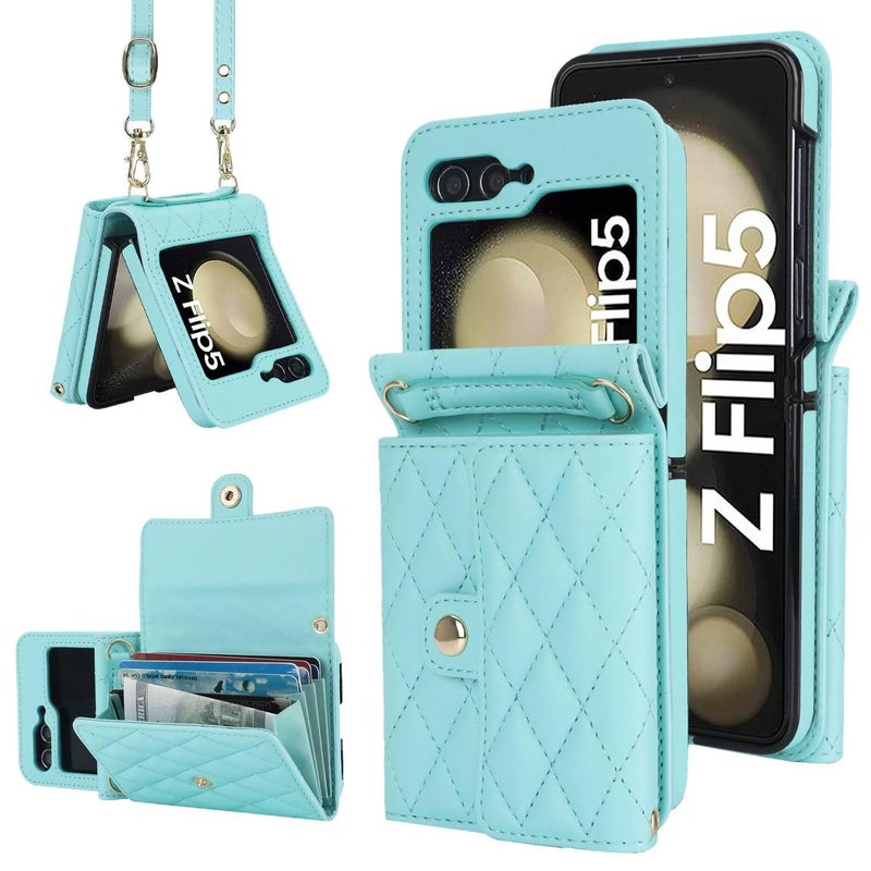 غطاء واقي | أخضر TPU | مقاوم للصدمات لـ Samsung Galaxy Z Flip 5 | حامل بطاقات - Image 1