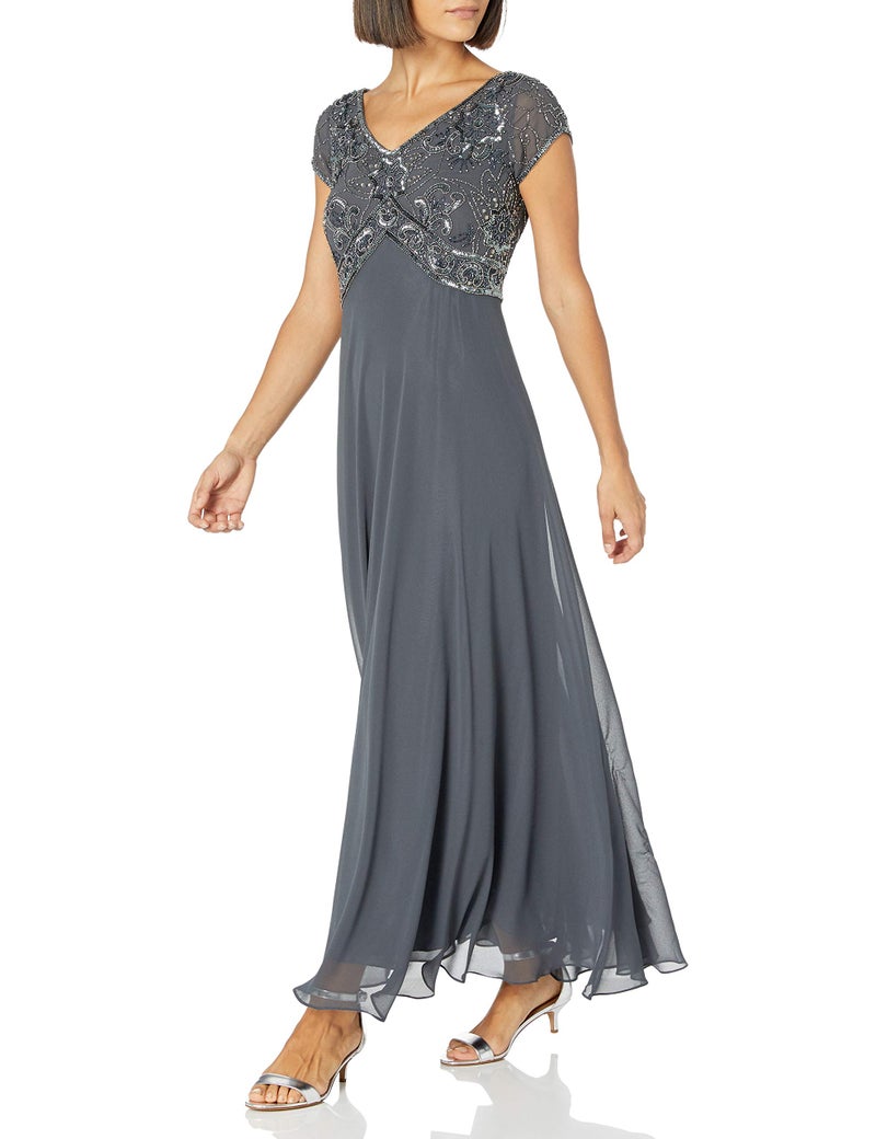 J Kara Women's Cap V-Neck Beaded Dress - Image 4