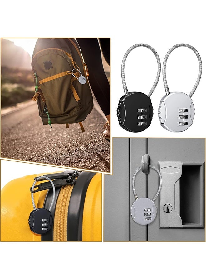 واي جيه 4 قطع 3 أقفال رقم كومبو رقمي، أقفال تجميع، أقفال الأمتعة أقفال سفر مضادة للماء لخزانة سياج بوابة المدرسة صندوق أدوات حقيبة رياضية، مخزن هاسر (أسود، فضي) - Image 5