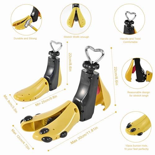 eachway Shoe Stretcher Women Men Professional Boot Stretcher Adjustable Width Length for Wide Feet (L (Wm's 11-14;men's 10-14) Yellow 1pcs, Not a Pair) - Image 2