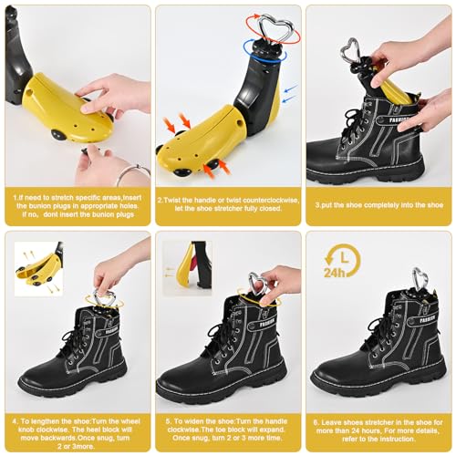 eachway Shoe Stretcher Women Men Professional Boot Stretcher Adjustable Width Length for Wide Feet (L (Wm's 11-14;men's 10-14) Yellow 1pcs, Not a Pair) - Image 3