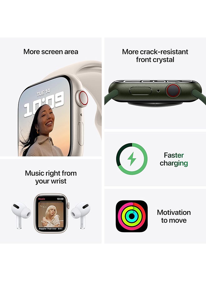 Apple Renewed - Watch Series 7 (GPS + Cellular, 45MM) Silver Stainless Steel Case With Sport Band Starlight - Image 5