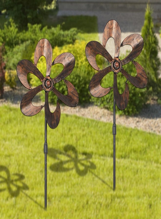Aoutrow 3 Pack Wind Spinners with Metal Stake, 16.3 Inches Outdoor Wind Catcher Garden Sculptures Bronze Metal Windmill for Spring Garden Yard Lawn Patio Decoration - Image 5
