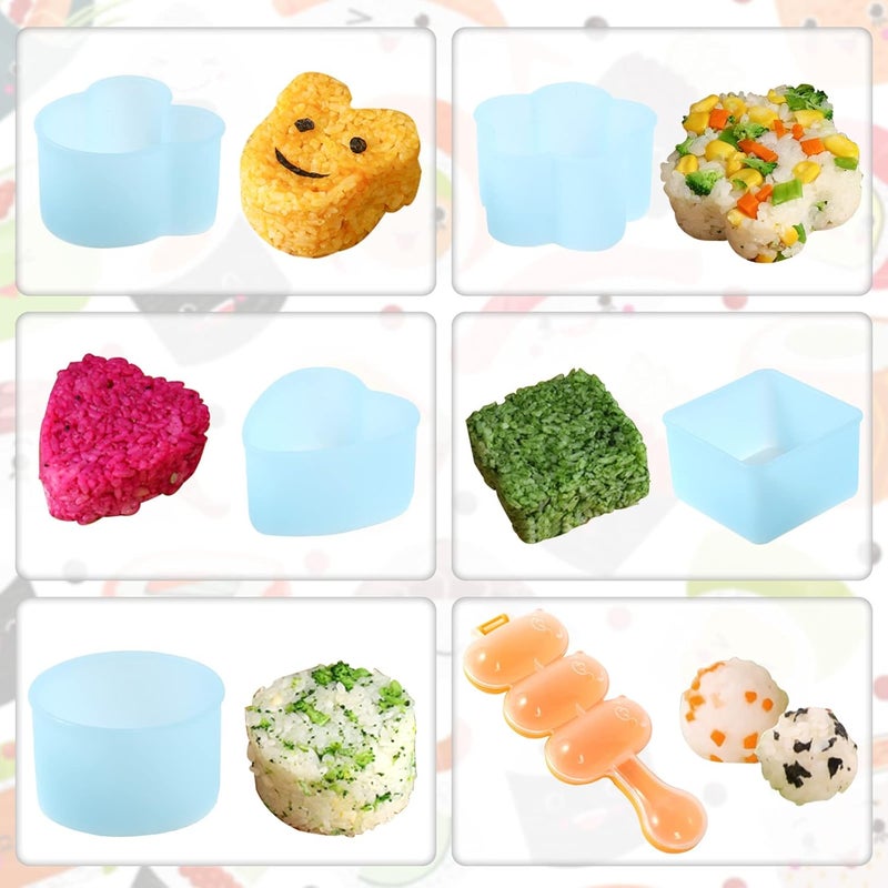 MLRYH Onigiri Maker Mold Kit, 8 Pcs Sushi Musubi Mold with Rice Paddle, Brush for Kitchen, BPA Free, Durable, Polypropylene, Small, Round, All Seasons, Star Pattern - Image 4