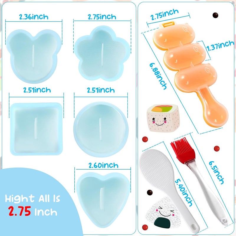 MLRYH Onigiri Maker Mold Kit, 8 Pcs Sushi Musubi Mold with Rice Paddle, Brush for Kitchen, BPA Free, Durable, Polypropylene, Small, Round, All Seasons, Star Pattern - Image 2