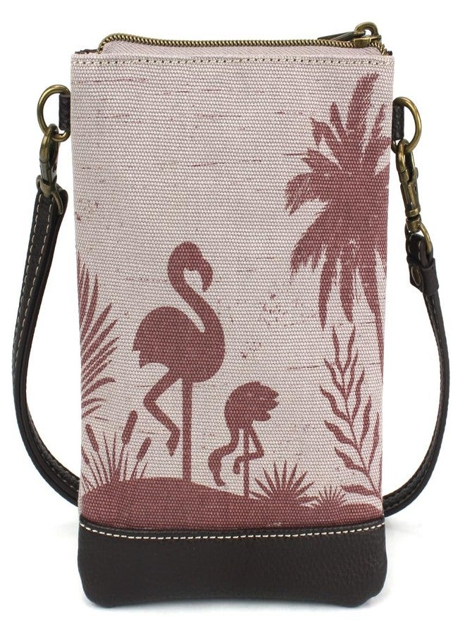 CHALA Double Pocket Xbody Women RFID Protected Canvas Crossody Purse with Adjustable Strap - Flamingo Group - gray - Image 2
