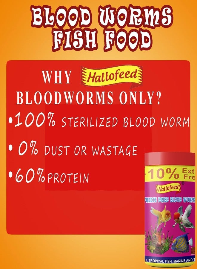 Hallofeed Aquatic Freeze Dried Blood Worms Fish Food: Ideal for All Adult Fish Species, Promoting Growth and Development | 10 G - Image 3