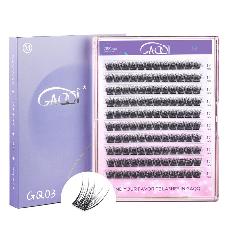 GAQQI Lash Clusters, Eyelash Clusters 120PCS C Curl Individual Lashes, Wispy Cluster Eyelash Extension 12mm Only, Natural Looking Cluster Lashes ï¼ˆGQ03, C Curl, 12mm) - Image 1