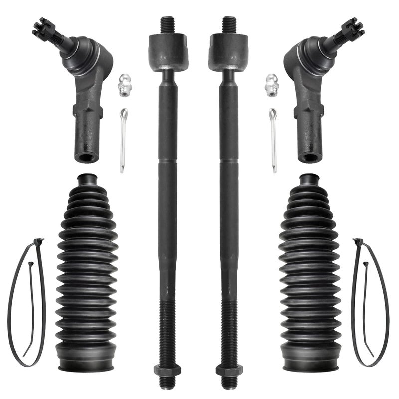 ASTAPRO Front 6pc Tie Rods Kit for 1114 Chrysler 300 1118 Dodge Challenger Charger 4 Inner Outer Tie Rods 2 Boots 2011 2012 2013 2014 Replacement