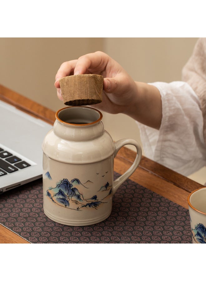 Ceramic Small Thermos Household Carry-on Vintage Cold Water Bottle To Make Tea Office Stuffy Teapot Creative Water Cup Mug-color:Bodhi Water Kettle + Teacup + Carrying Bag-capacity:About 460ml - Image 4