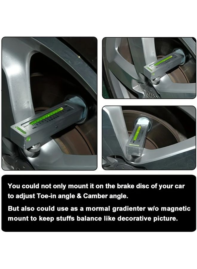 Silvery Wheel Alignment Tool Adjustable Magnetic Level With Green Bubble Gauge - Image 5
