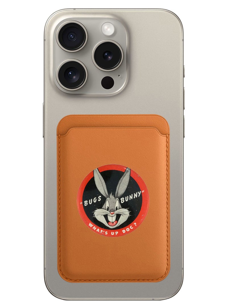 Theodor Magnetic Wallet, Compatible with MagSafe Wallet, for iPhone Wallet, for iPhone 16/15/14/13/12 Series, Not for iPhone 13/12 mini, 3 Card Holder, Vegan Leather, Brown - Bugs Bunn - Image 1