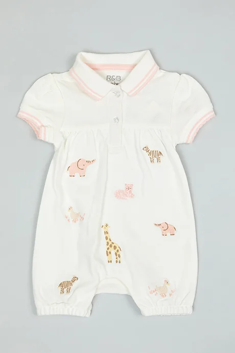 أر أند بي 2 Pack Embroidered Rompers with Puff Sleeves