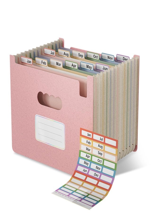 EcoStash 12 Pockets Accordion File Organizer, Wheat Straw File Folders, Upright & Open Top, Monthly Bill Receipt Organizer, 100% BPA Free, Return to Nature, Letter/A4 Size - Strawberry Pink - Image 1
