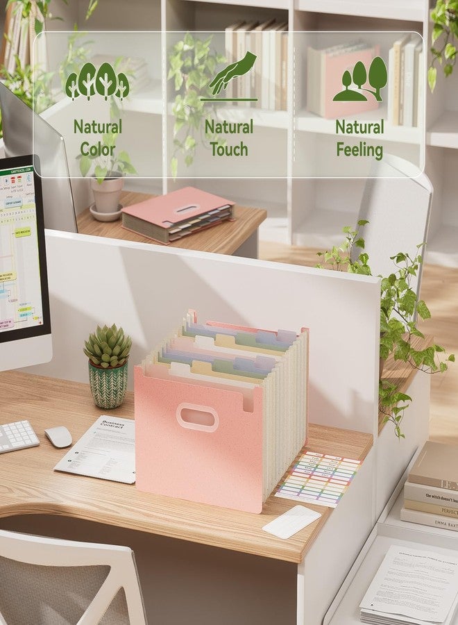 EcoStash 12 Pockets Accordion File Organizer, Wheat Straw File Folders, Upright & Open Top, Monthly Bill Receipt Organizer, 100% BPA Free, Return to Nature, Letter/A4 Size - Strawberry Pink - Image 4