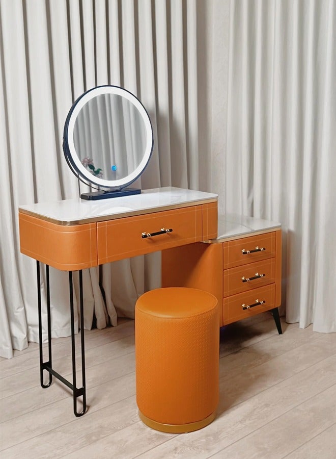 شي ون طاولة تسريح حديثة مع مرآة LED وكرسي مريح وأدراج تخزين - Image 2