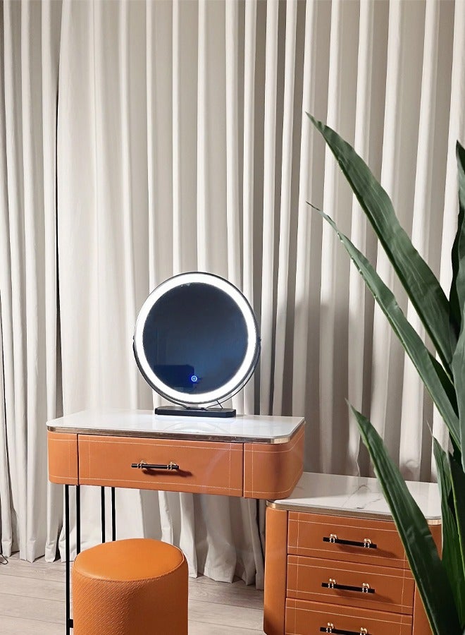 شي ون طاولة تسريح حديثة مع مرآة LED وكرسي مريح وأدراج تخزين - Image 4