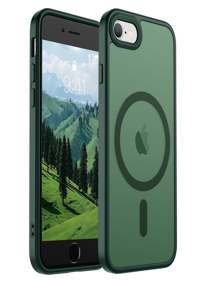 استلق جراب SUPFINE المغناطيسي لهاتف iPhone SE 2022 (الجيل الثالث)/2020 (الجيل الثاني)، وجراب iPhone 8 (متوافق مع MagSafe) (حماية فائقة ضد السقوط بمعايير عسكرية)، جراب هاتف رفيع وشفاف غير لامع، أخضر غابي - Image 1