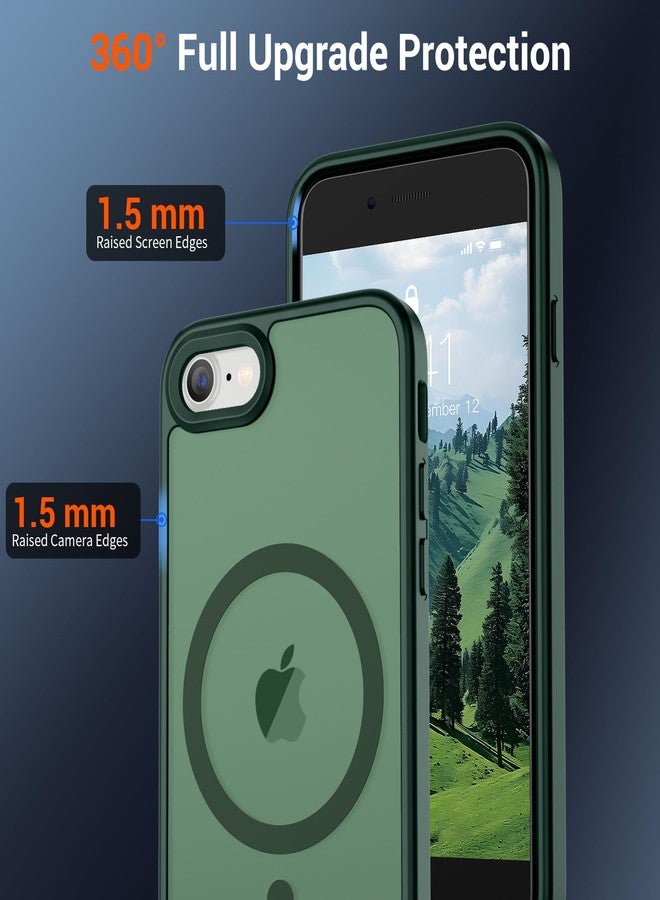 استلق جراب SUPFINE المغناطيسي لهاتف iPhone SE 2022 (الجيل الثالث)/2020 (الجيل الثاني)، وجراب iPhone 8 (متوافق مع MagSafe) (حماية فائقة ضد السقوط بمعايير عسكرية)، جراب هاتف رفيع وشفاف غير لامع، أخضر غابي - Image 4