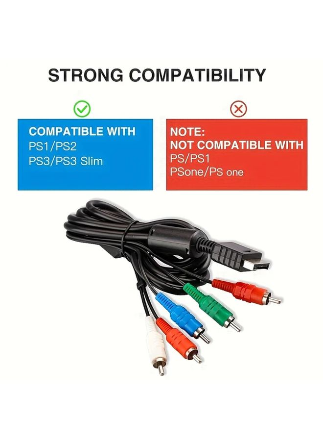 كابل AV عالي الدقة لـ PS2 و PS3 و PS3 Slim موديل HDTV EDTV 480p عالي الوضوح 5 أسلاك - Image 4
