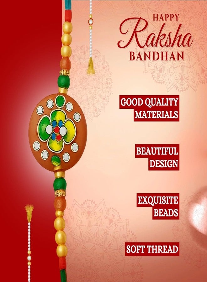 Sage Square Resin Rakhi for Bhai, Brother on Raksha Bandhan | Handmade Designer Resin Art, Thread, Beads & Emotional Bond | Rakhi Gift with Roli Chawal | Traditional Design | Festival Celebration (Type 2) - Image 4