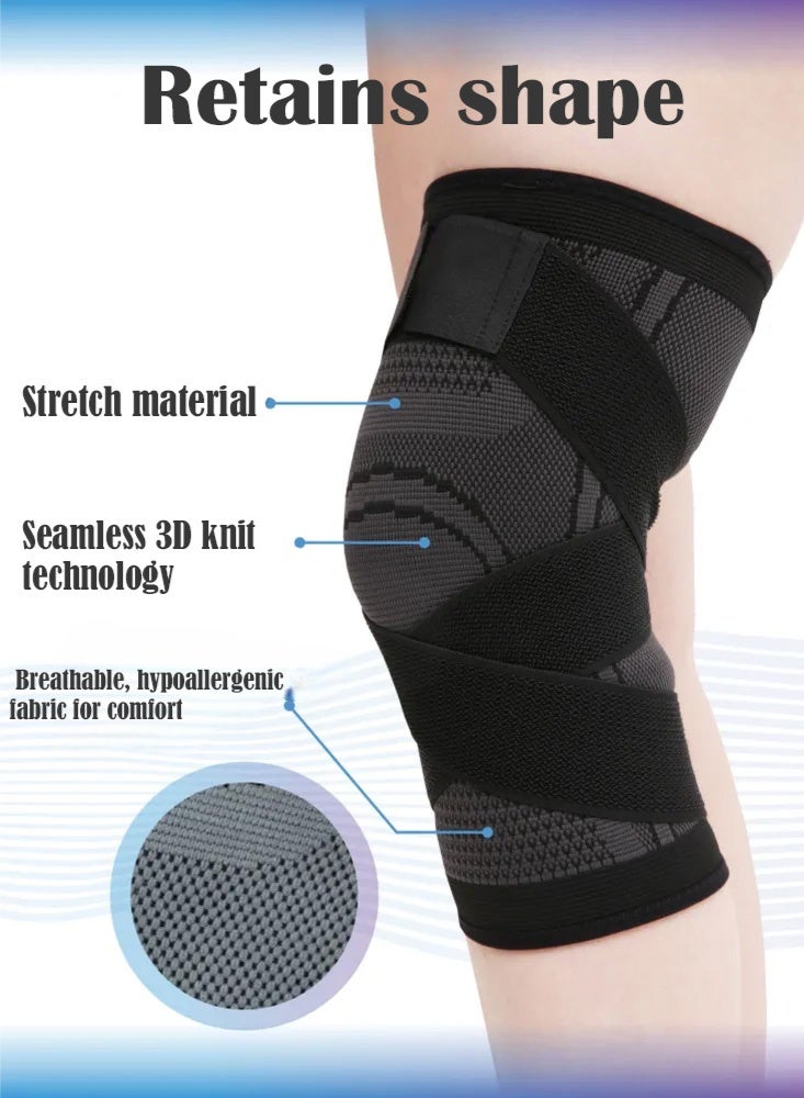 بوير دعامة ركبة مضغوطة مكونة من قطعتين للرجال والنساء، تدعم الركبة للجري وركوب الدراجات وكرة السلة مع حزام قابل للتعديل - Image 2