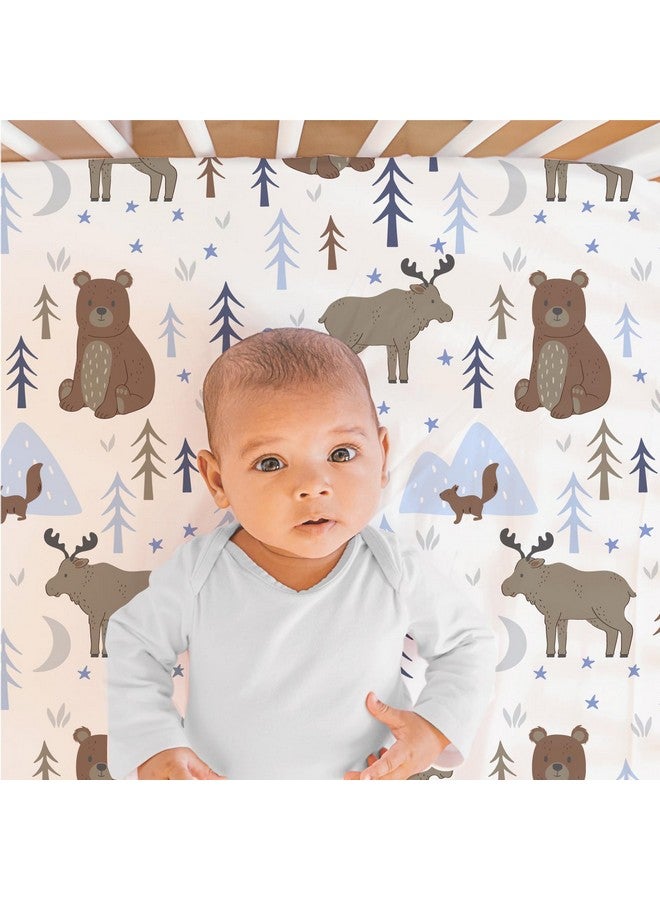 The Peanut Shell مجموعة سرير الأطفال من The Peanutshell 3 قطع للأولاد - مجموعة ديكور سرير حديثي الولادة، الرضع والأطفال مع ملاءة سرير مناسبة، غطاء مريح مع كشكش - تحت النجوم - Image 3