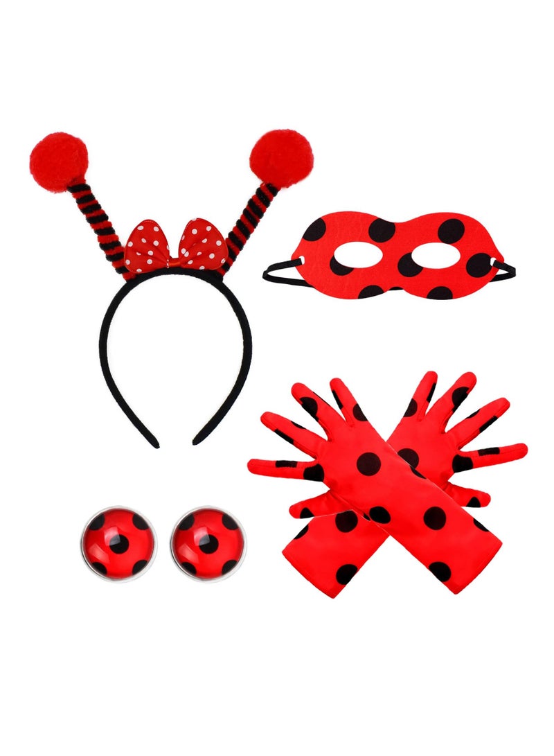 SYOSI Ladybug Bopper Antenna Headband Wings and Masks Glove Cosplay Costume Set for Kids Dress Up Party Performance Prop - Image 1
