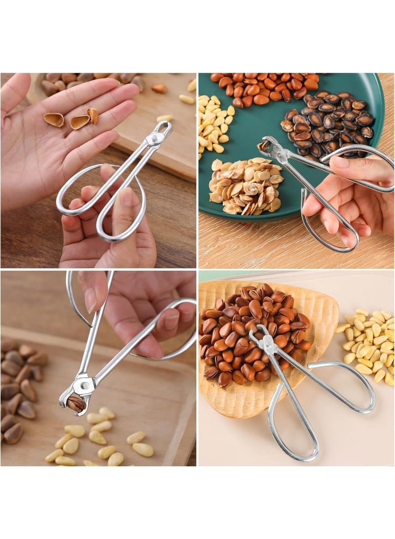 SYOSI Nut Cracker Shell Opener, Stainless Steel Pliers for Pistachios Cashews Almonds Pecans Hazelnuts Pumpkin Seeds, Comfortable Grip Nut Shelling Tool for Home Kitchen and Outdoor Use, 2 Pcs - Image 2