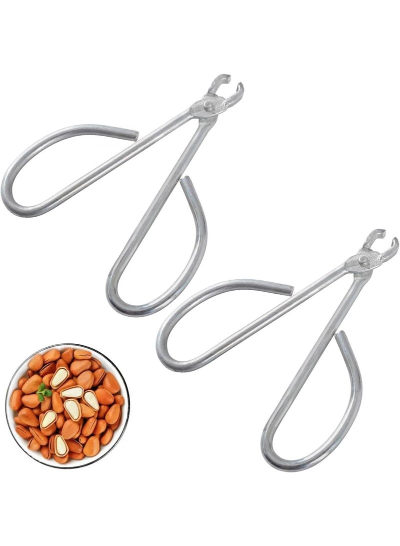 SYOSI Nut Cracker Shell Opener, Stainless Steel Pliers for Pistachios Cashews Almonds Pecans Hazelnuts Pumpkin Seeds, Comfortable Grip Nut Shelling Tool for Home Kitchen and Outdoor Use, 2 Pcs - Image 1