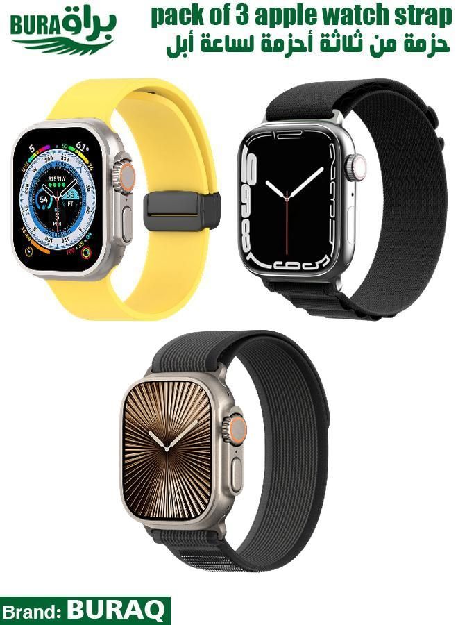 BURAQ Apple Watch Band Strap For Apple Watch Ultra 2/Ultra 49mm, Series 10 46mm, 9/8/7 45mm, SE2/SE/6/5/4 44mm, 3/2/1 42mm